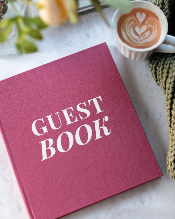 Fuchsia Linen Guest Book